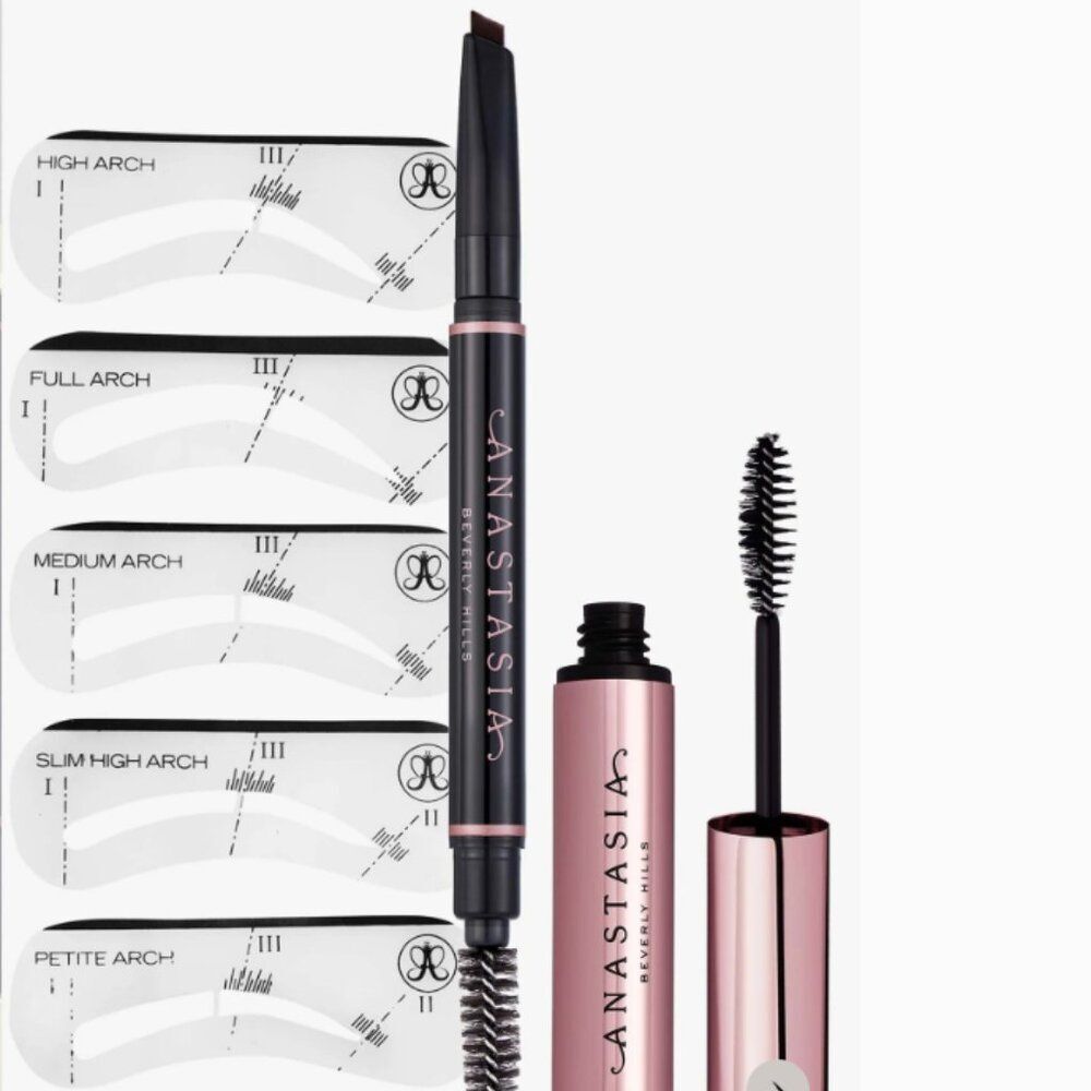 BNWT - ANASTASIA BEVERLY HILLS ABH BROW KIT - BROW GEL DEFINER STENCILS - EBONY